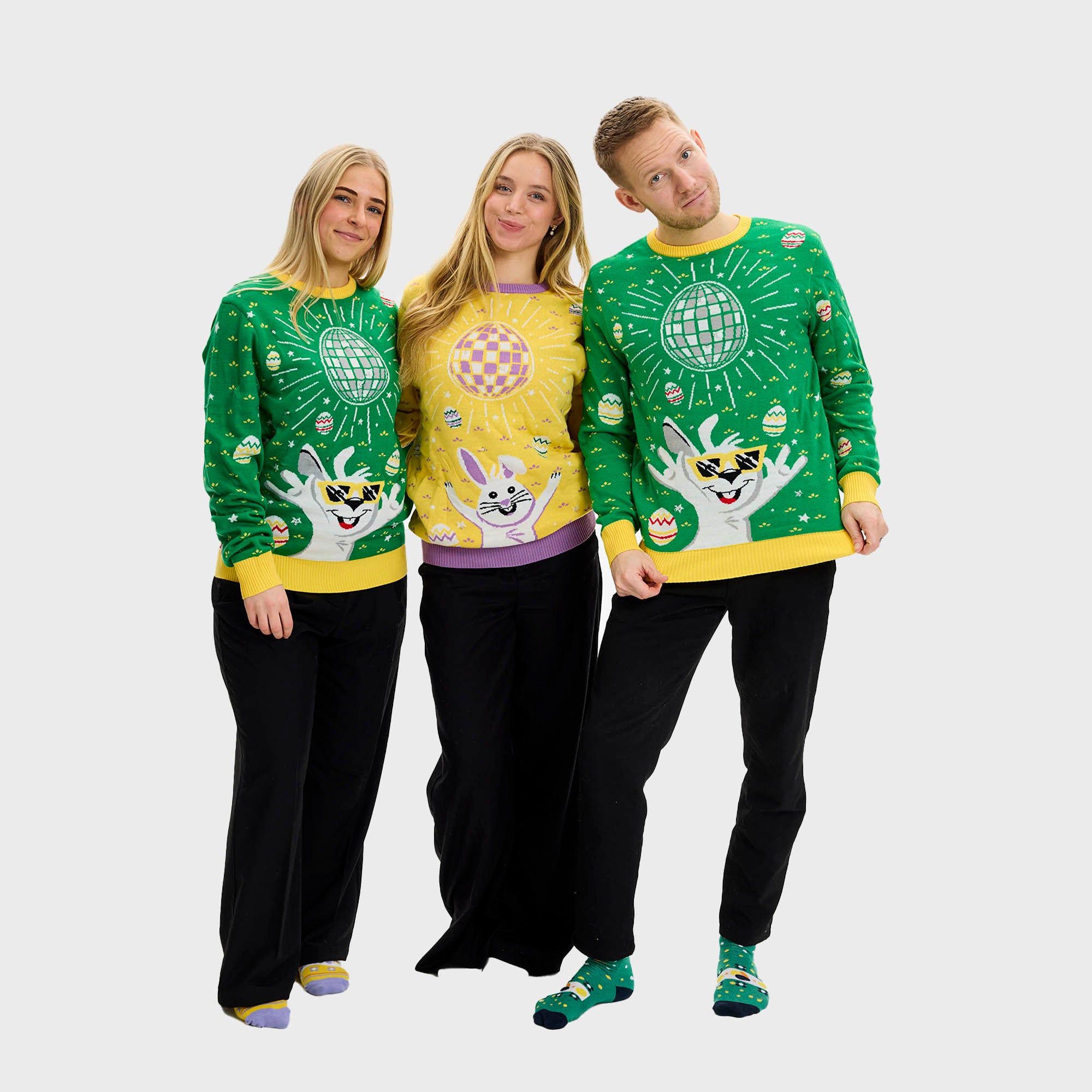 Disco Påskesweater LED Grøn - Dame
